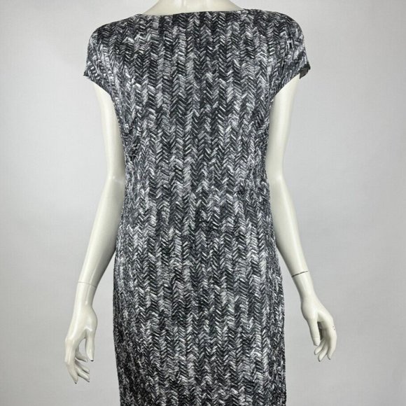 Escada Silk Sheath Dress Boat Neck Women 42 Euc Short Sleeve Lined Lightweight